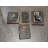 Image 1 : Gorgeous Hand Painted Henry Edinger Slate With Wood Back Bird Paintings