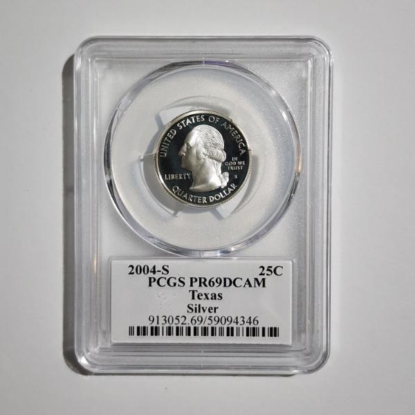PCGS PR69DCAM Graded 2004-S United States SILVER Texas State Quarter ~ Texas Flag Slab 
