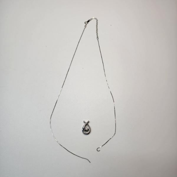 10K White Gold Pendant with Broken 10K White Gold Chain - Total Weight: 3.0g