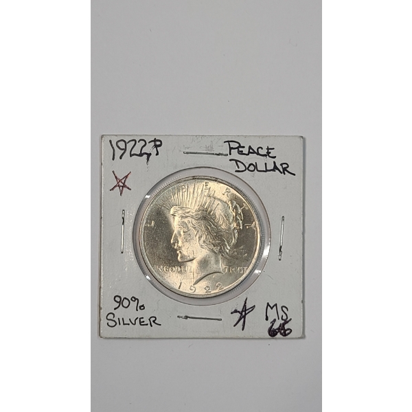 United States 1922-P 90% Silver Peace Dollar