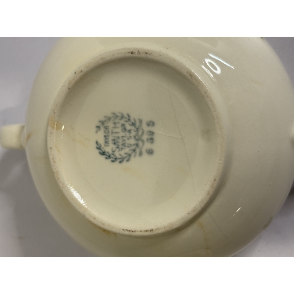 Beautiful Taylor Smith & Taylor Sugar Bowl 1940's with an orange snowball flower pattern 