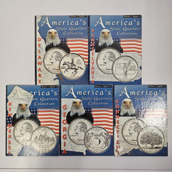 B/U MINT!!! 1999 America's State Quarters Collection Vol. 1 #1-5 Mint Mark Coin Books FV: $3.75