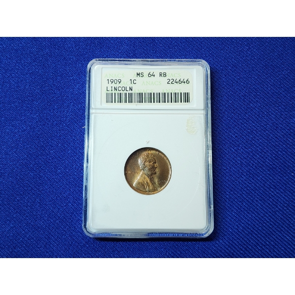 1909 Lincoln Wheat Cent ANACS MS 64 RB