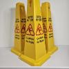 Image 1 : Three Four-Sided Bilingual Wet Floor Safety Cones