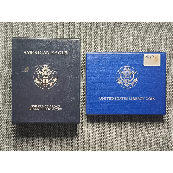 2000 One Ounce Proof Silver American Eagle & Liberty Commemorative Half Dollar in Original Box