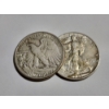 Image 1 : Two Assorted 90% Silver United States Walking Liberty Half Dollars ~ $1.00 Face Value