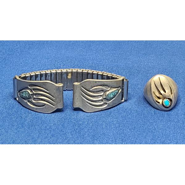 Sterling Watch Band & Sterling Ring - Size: 11 - Total Weight: 48.4g