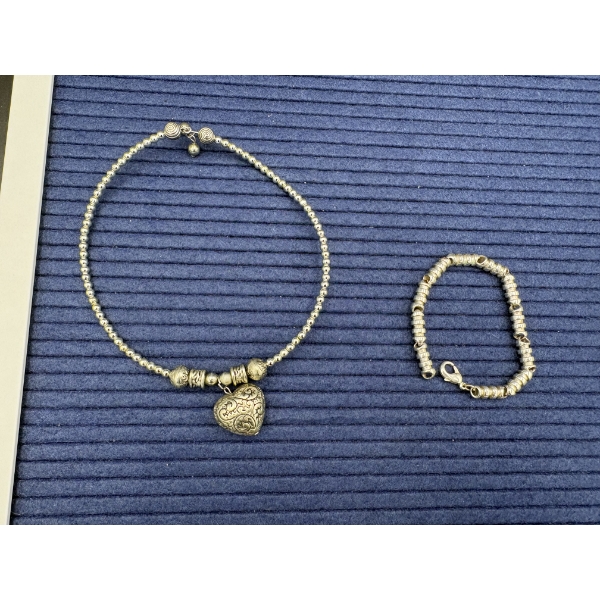 Heart Necklace & Bracelet - Gorgeous Detailed Heart - Cool Design Bracelet - Costume Jewelry