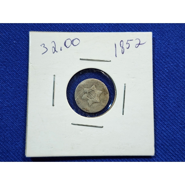 United States 1852 Trime Three Cent Piece - 90% Silver