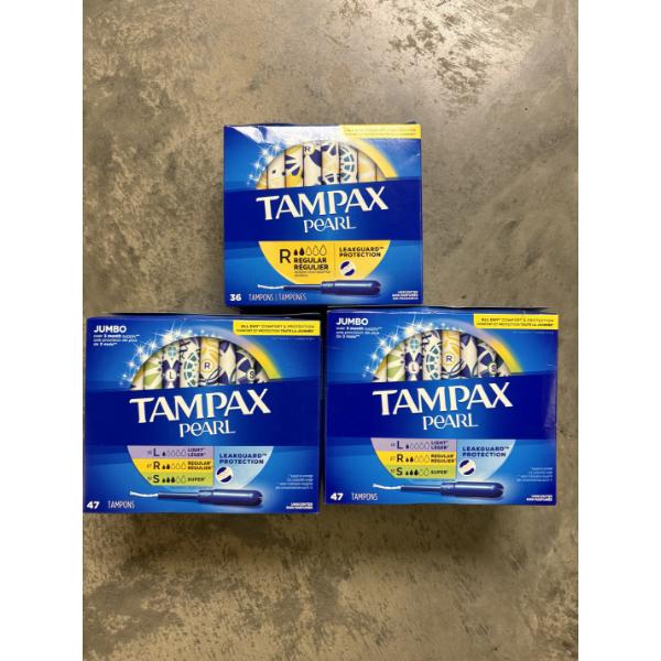 Brand New - 3 Boxes Tampax Pearl Tampons