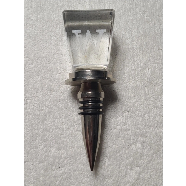 Cypress Home Wine Bottle Crystal Stopper "W" Initial in Great Condition! 
