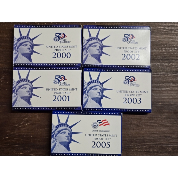 (5) United States Proof Sets - 2000-2005
