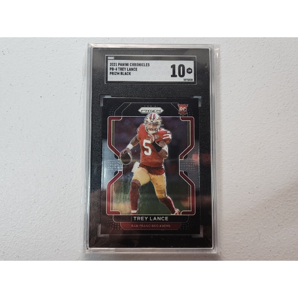 2021 Panini Chronicles Trey Lance PB-4 Prizm Black Rookie Card - SGC GM 10