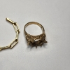 Image 3 : 10K Yellow Gold Chain Style Hoop Earrings & Textured Ring - TW: 7.4g