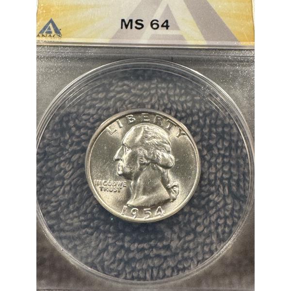 1954-D United States Washington Quarter - ANACS MS 64