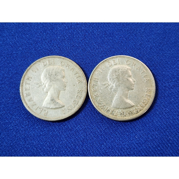 1958 & 1964 Canadian 50 Cent 80% Silver Coins