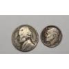 Image 1 : United States 1943-P 35% Silver Jefferson Wartime Nickel & 1957 Roosevelt 90% Silver Dime - FV: 0.15