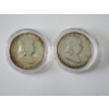 Image 1 : 1963-D & 1954-D Franklin Half Dollars - 90% Silver U.S. Coins in Capsules