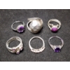 Image 2 : Gorgeous Sterling Silver Rings Ft. Purple Star Ruby & Other Purple Stones - Total Weight: 23 Grams