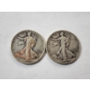 Image 1 : Two 1943 Walking Liberty Half Dollars - 90% U.S. Silver Coins - FV: $1.00