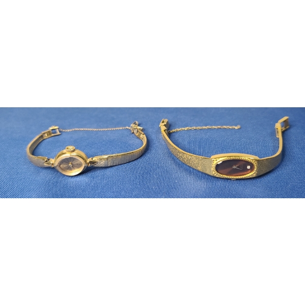 (2) Women's Vintage Gold Plated Quartz Watches-Hamilton/Seiko - Condition Unknown 