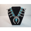 Image 1 : Silver-Tone Squash Blossom Statement Necklace with Turquoise Stones
