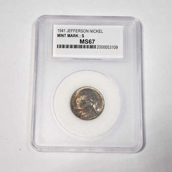 1941-S Jefferson Nickel Graded by PCC MS67