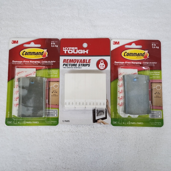 Lot of Three NEW in Box COMMAND Brand Picture Hangers & Hyper Tough Brand Picture Strips