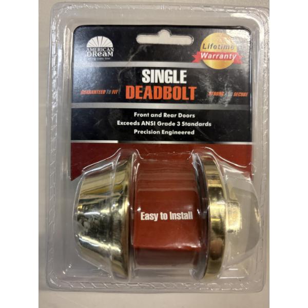 New - American Dream Single Deadbolt - Exceeds ANSI Grade 3 Standards - Easy to Intsall