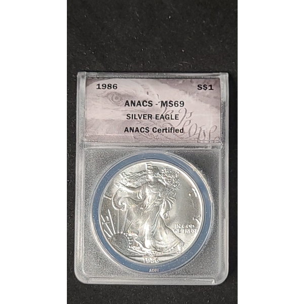 ANACS 1986 MS69 1 oz 999 Fine Silver American Eagle