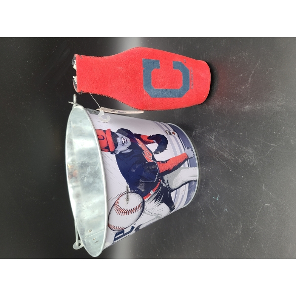 Cleveland Indians Beer Bucket & Koozie - Miller Lite Bucket