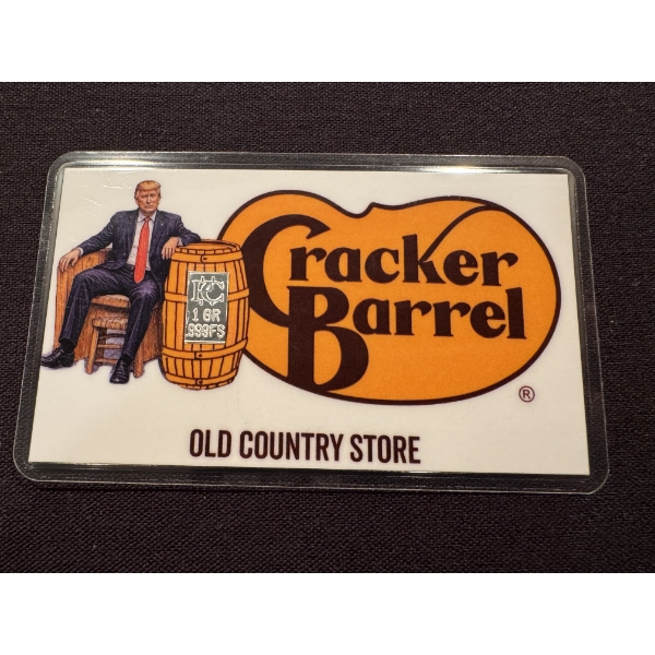 Rare Donald Trump Cracker Barrel 1 Gram .999 Fine Silver Bar - Mint Condition