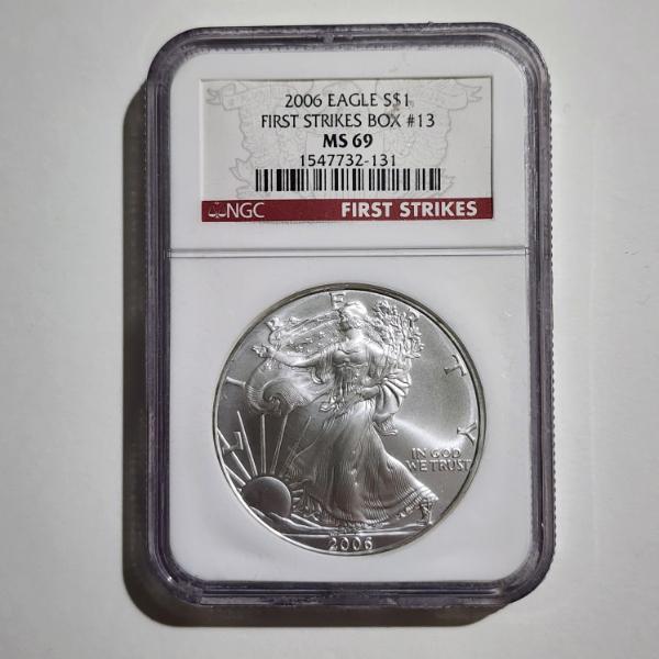 NGC MS69 Graded 2006 United States 1 Oz Silver Eagle ~ First Strike Box #13