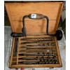 Image 1 : Antique Hand Drill with Assorted Bit in Custom Wooden Box