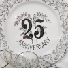 Image 4 : Nice, Never Used 25th Anniversary Plate & Glass Set Featuring Plate & Handle, 6 Glasses & Pitcher