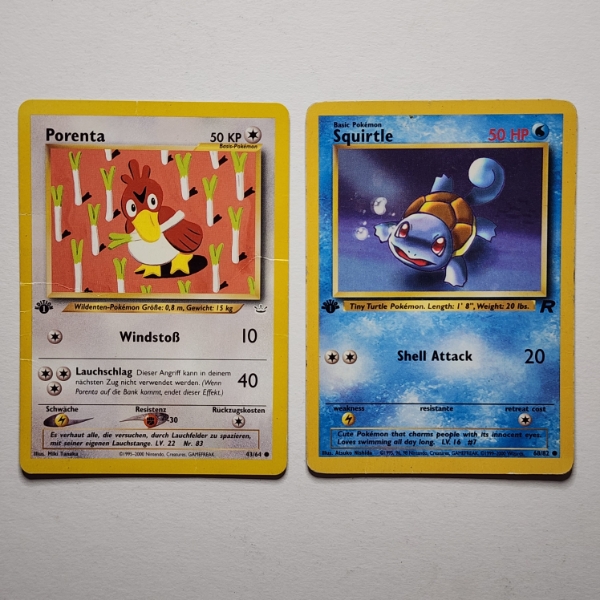 Two 1st Edition Non-Holo Vintage Pokemon Trading Cards Including Squirtle!