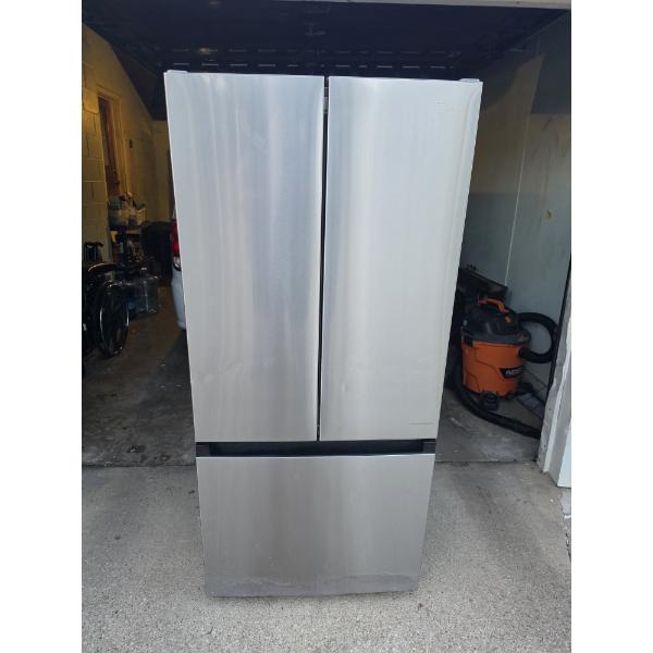 Lightly Used Midea Double Door Refrigerator With Pull Out Freezer Drawer ~ Model No: MRF18B4AST