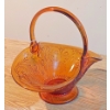 Image 2 : Antique Amber 11" Glass Basket -  As Shown - See Pics