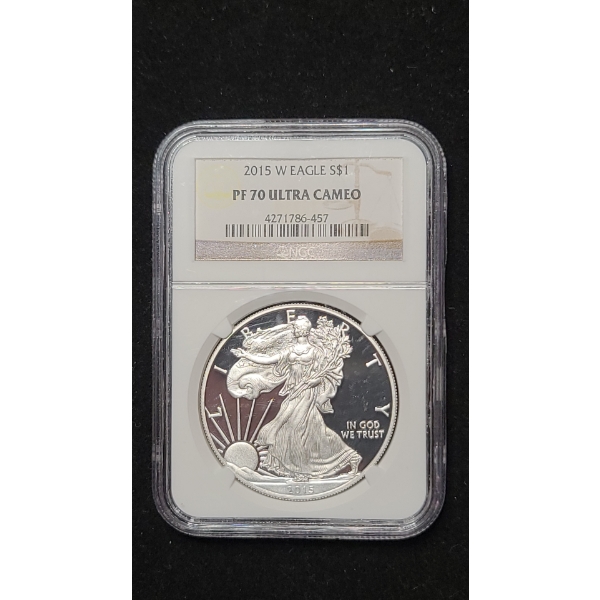 NGC 2015 W PF 70 Ultra Cameo 1 Troy oz Fine Silver American Eagle Coin