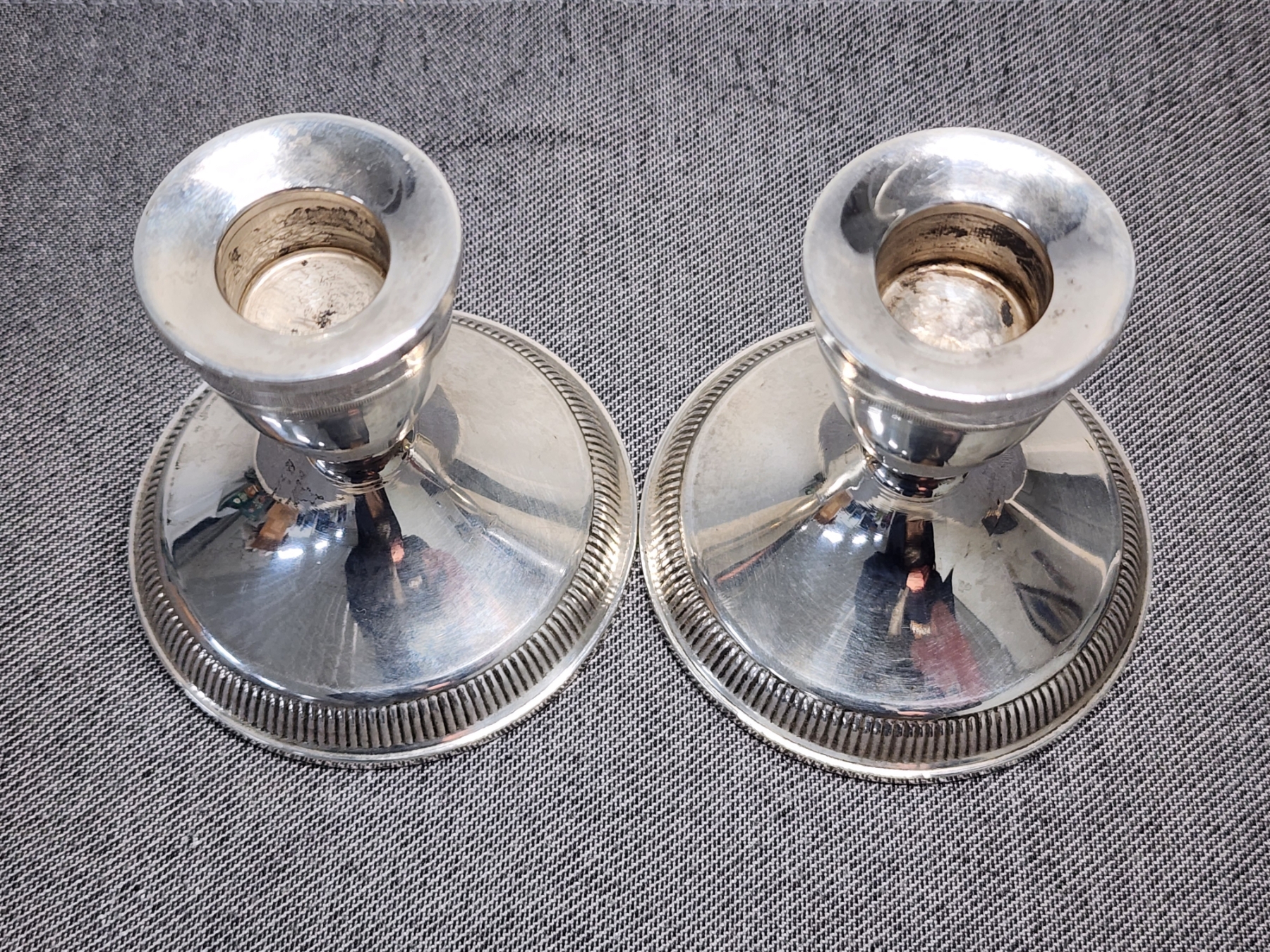 Lot of Two Sterling Weighted Candle Holders Weighing 363 Grams ...