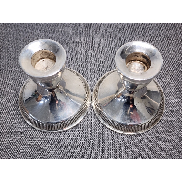 Lot of Two Sterling Weighted Candle Holders Weighing 363 Grams - Practical Investment Pieces!