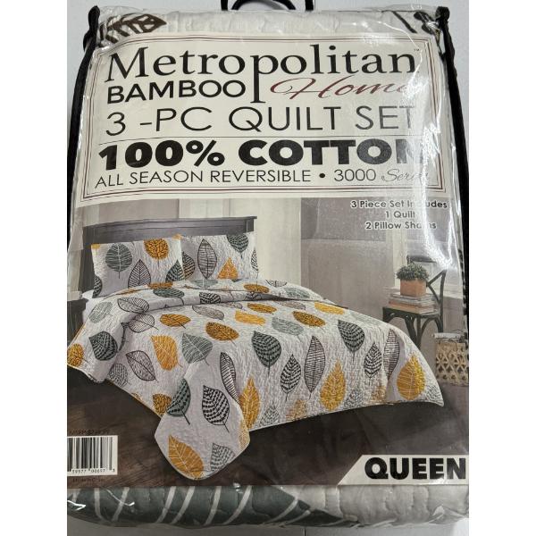 	Metropolitan Bamboo 3 Piece Queen Size Quilt Set - Brand New In The Package - Never Opened!