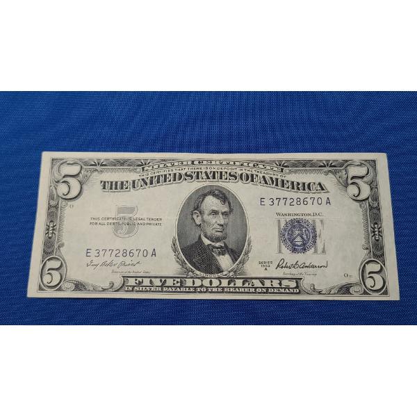 Series 1953 $5 Blue Seal Bank Note With Priest And Anderson Signatures - Face Value: $5.00