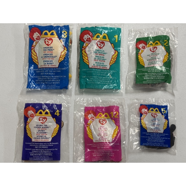 Brand New McDonald's TY Toy Animal Plushies - Lot of 6 - Sealed Packaging