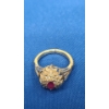 Image 5 : Vintage Women's 14K Gold Ruby and Diamond Cluster Ring - Size: 7.5 - Weight: 5.0g