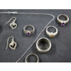 Image 3 : Sterling Silver Jewelry Assortment Ft. Necklace, Matching Earrings & Many Rings - 61 Grams Total