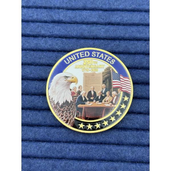 USA 250th Anniversary Commemorative Coin celebrating 1776-2026 - Colored image of a bald eagle 