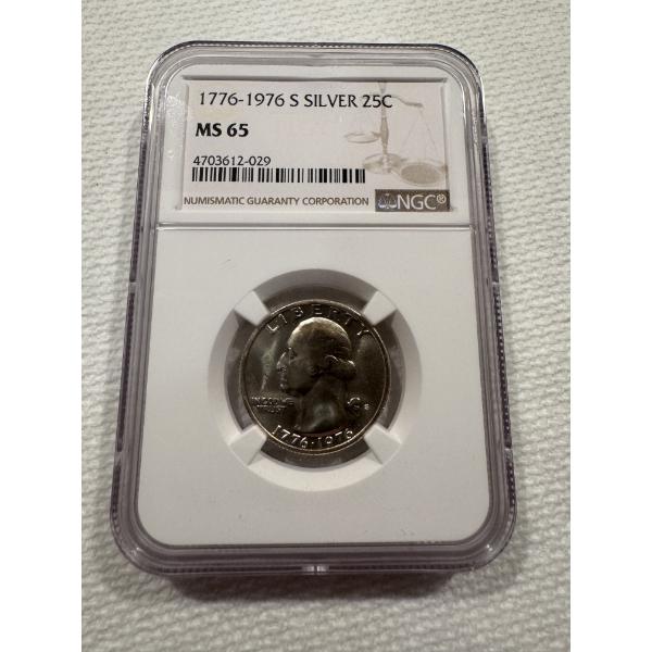 1776 - 1976 -S Silver Bicentennial United States Quarter - NGC MS 65