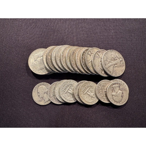 United States Silver Half Dollars & Quarters - Face Value $10.00 - 90% Constitutional