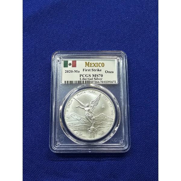 2020- Mo Mexican Libertad Coin, First Strike MS70 - 1 oz .999 Fine Silver - Mint Condition